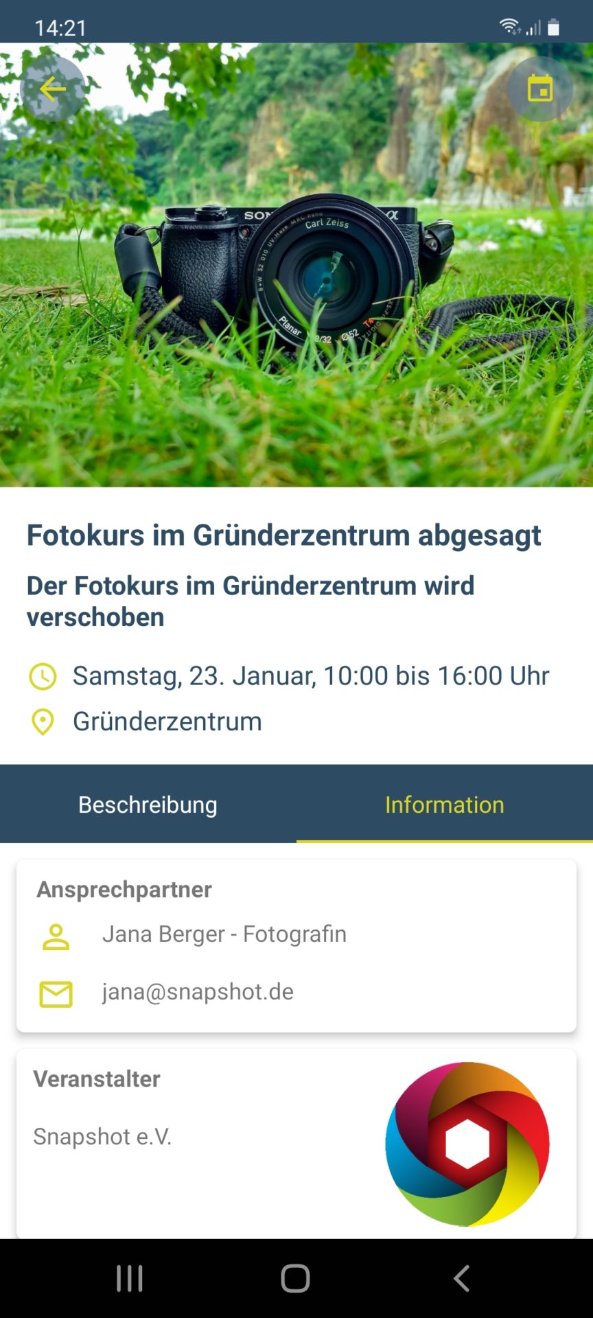 Detailansicht eines Events