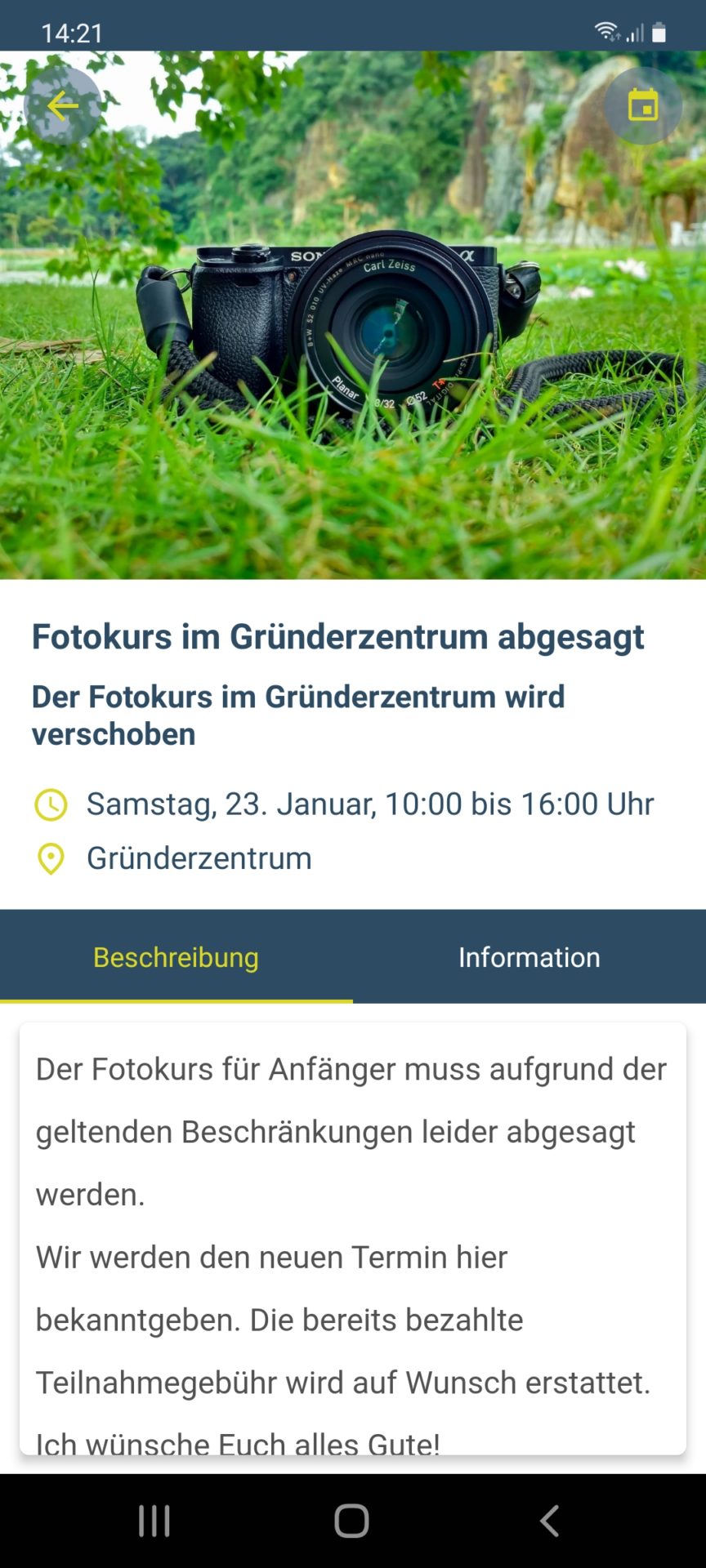 Detailansicht eines Events